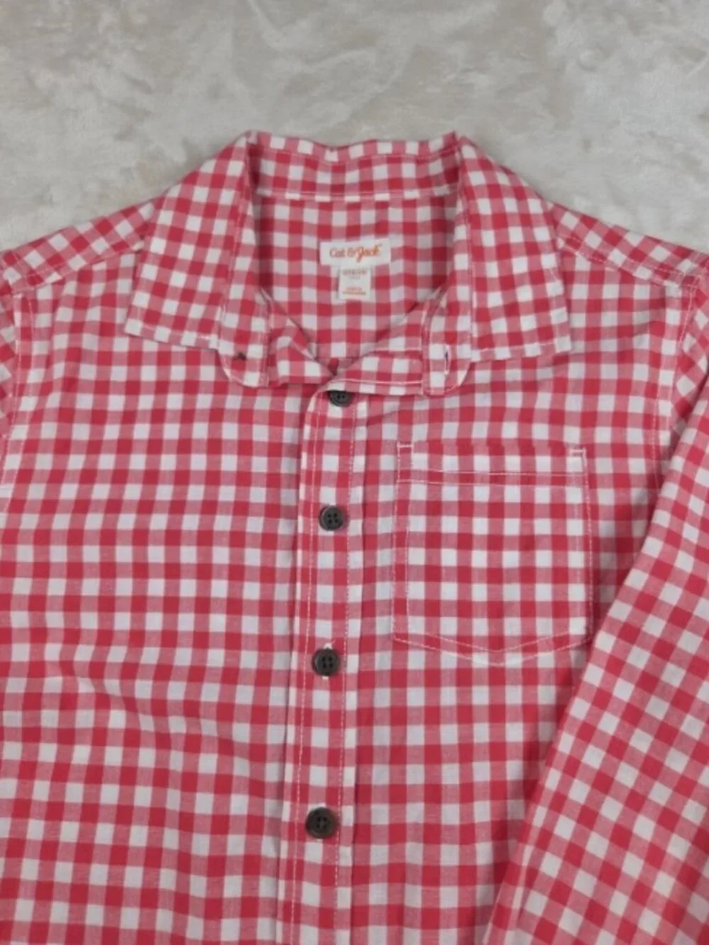 Cat & Jack Red Gingham Button‑Down Shirt – Girls L (12/14)